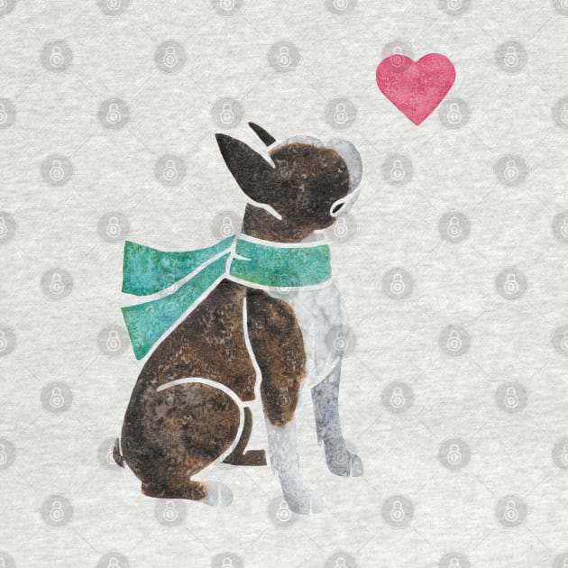 Watercolour Boston Terrier by animalartbyjess